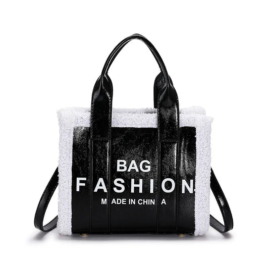 Faux Fur Bordered Messenger Bag Women's Handbag