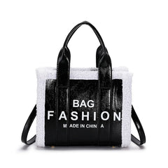 Faux Fur Bordered Messenger Bag Women's Handbag