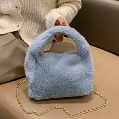 Faux Fur Chain Women's Shoulder Bag Soft Crossbody Bag Handbags