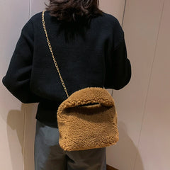 Faux Fur Chain Women's Shoulder Bag Soft Crossbody Bag Handbags