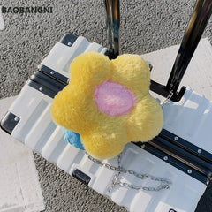 Faux Fur Flower Crossbody Bag Plush Women's Shoulder Messenger Bag