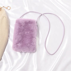 Faux Fur Crossbody Bag for Women Small Solid Cell Phone Purses