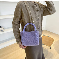 Faux Fur Crossbody Bag Plush Purses Handbags Lambwool Bucket Bag