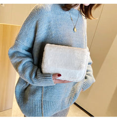 Faux Fur Crossbody Bag for Women Plush Purses and Handbags