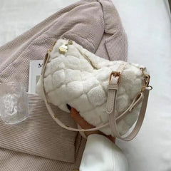 Faux Fur Crossbody Bag Plush Purses Handbags Female Phone Shoulder Bag