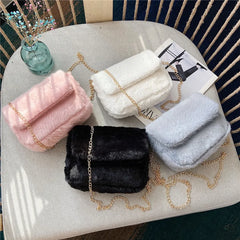 Faux Fur Crossbody Bag for Women Plush Purses and Handbags