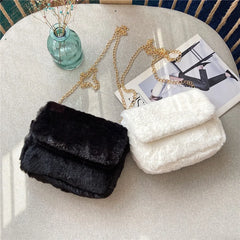 Faux Fur Crossbody Bag for Women Plush Purses and Handbags