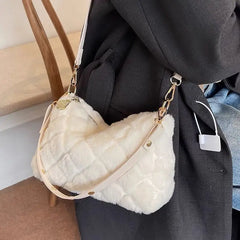 Faux Fur Crossbody Bag Plush Purses Handbags Female Phone Shoulder Bag