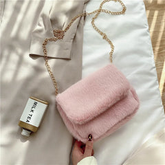 Faux Fur Crossbody Bag for Women Plush Purses and Handbags