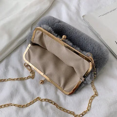 Faux Fur Crossbody Bags for Women Autumn Winter Plush Purses