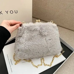 Faux Fur Crossbody Bags for Women Autumn Winter Plush Purses