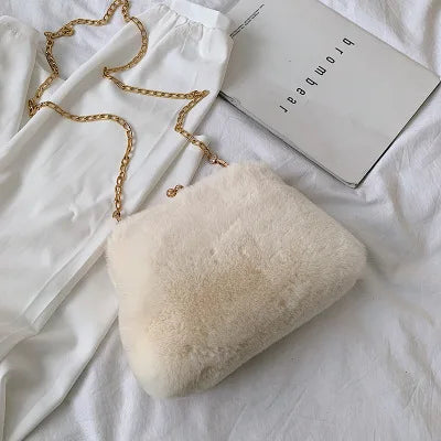 Faux Fur Crossbody Bags for Women Autumn Winter Plush Purses