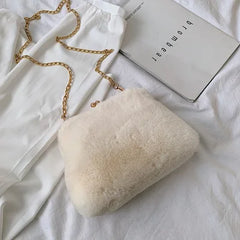 Faux Fur Crossbody Bags for Women Autumn Winter Plush Purses