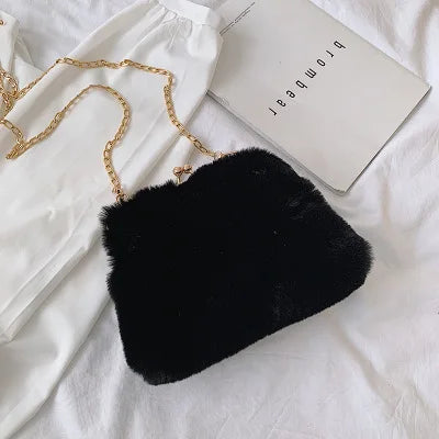 Faux Fur Crossbody Bags for Women Autumn Winter Plush Purses