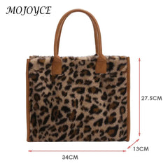 Faux Fur Tote Handbag Women Winter Shopper Ladies Shoulder Bag