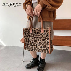 Faux Fur Tote Handbag Women Winter Shopper Ladies Shoulder Bag
