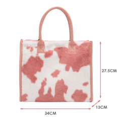 Faux Fur Tote Handbag Women Winter Shopper Ladies Shoulder Bag