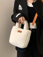 Plush Tote Purses Faux Fur Square Crossbody Bag for Women