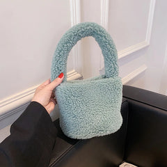 Faux Fur Handbags for Women Plush Large Capacity Female Shopping Bags