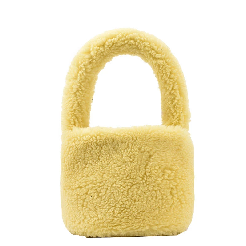 Faux Fur Handbags for Women Plush Large Capacity Female Shopping Bags