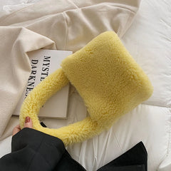 Faux Fur Handbags for Women Plush Large Capacity Female Shopping Bags