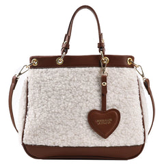 Faux Fur Large Tote Bag Winter High-Quality PU Leather Women's Handbag Shoulder