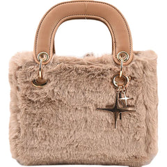 Soft Plush Small Tote Bag Winter Faux Fur Women Shoulder Messenger Bag