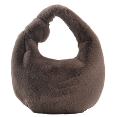 Soft Plush Women's Handbag Half Moon Handle Bag Phone Purse