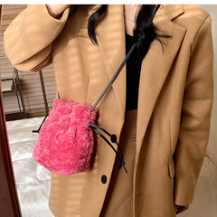 Soft Faux Fur Tote Bag Winter Lamb Wool Women's Handbag