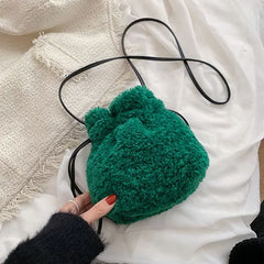 Soft Faux Fur Tote Bag Winter Lamb Wool Women's Handbag