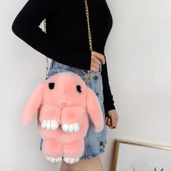 Faux Fur Women Handbag Plush Heart Shaped Shoulder Bag Clutch Purse Love Bag