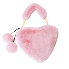 Heart Shaped Faux Fur Shoulder Bag