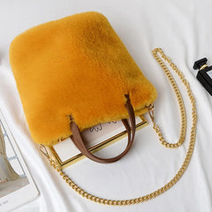 Faux Fur Winter Women Handbags Plush Ladies Shoulder Bag Female Clutch Purse