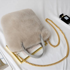 Faux Fur Winter Women Handbags Plush Ladies Shoulder Bag Female Clutch Purse