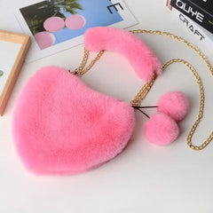 Faux Fur Women Messenger Bags Soft Plush Handbags Female Chain Shoulder