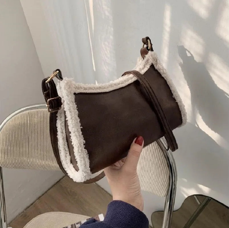 Faux Fur Women Shoulder Bag Leather Handbags Crossbody Ladies Handbag