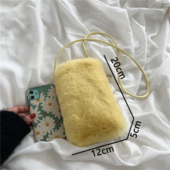 Faux Fur Women's Small Shoulder Messenger Bag Plush Ladies Mini Phone Bag