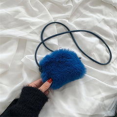Faux Fur Women's Small Shoulder Messenger Bag Plush Ladies Mini Phone Bag