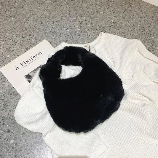 Faux Fur Women's Tote Bag Soft Plush Clutch Handbags Warm Purses Sac
