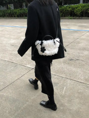 Faux Lamb Wool Mini Tote Bag Winter Plush Girls Small Purse Handbags