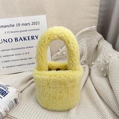 Faux Lamb Wool Top-handle Bag Soft Plush Ladies Fur Shoulder Winter Tote