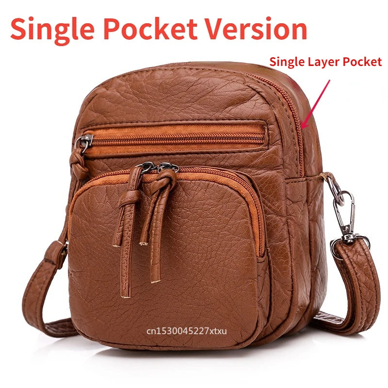 Vintage Mini Shoulder Bag Multi-Pocket Zipper Bolso