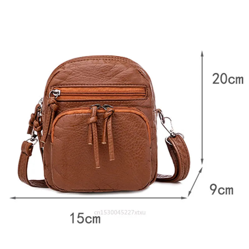 Vintage Mini Shoulder Bag Multi-Pocket Zipper Bolso