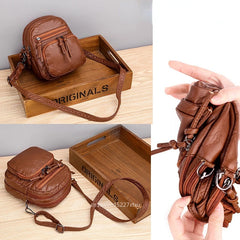 Vintage Mini Shoulder Bag Multi-Pocket Zipper Bolso