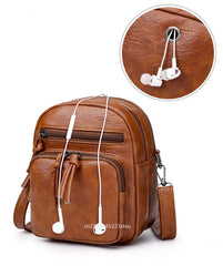 Vintage Mini Shoulder Bag Multi-Pocket Zipper Bolso