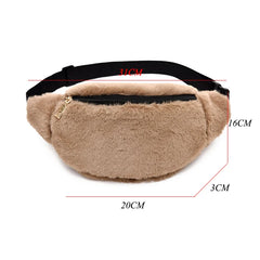Faux Rabbit Fur Fanny Pack Waist Bag Men Women Travel Plush Hip Bag