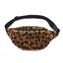 Faux Rabbit Fur Fanny Pack Waist Bag Men Women Travel Plush Hip Bag