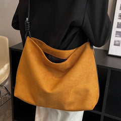 Large Faux Suede Crossbody Bag for Women Handbag Purse