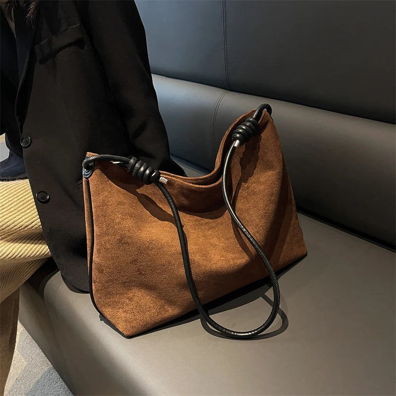 Large Faux Suede Crossbody Bag for Women Handbag Purse