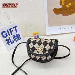 Red Plaid Small Handbag Girls Baby Crossbody Bag Princess Coin Purse